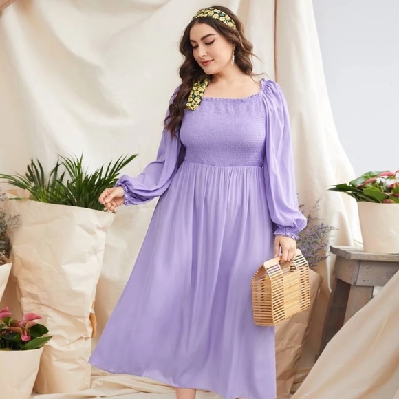 Shein Curve Shirred Frill A-line Milkmaid Dress 4XL - Picture 1 of 12